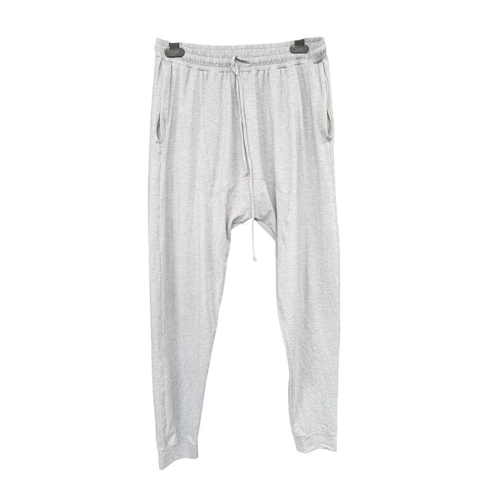 Alo Yoga Men's Medium Drop Crotch Harem Jogger Pants Heather Gray Zipper Pockets - Picture 1 of 7